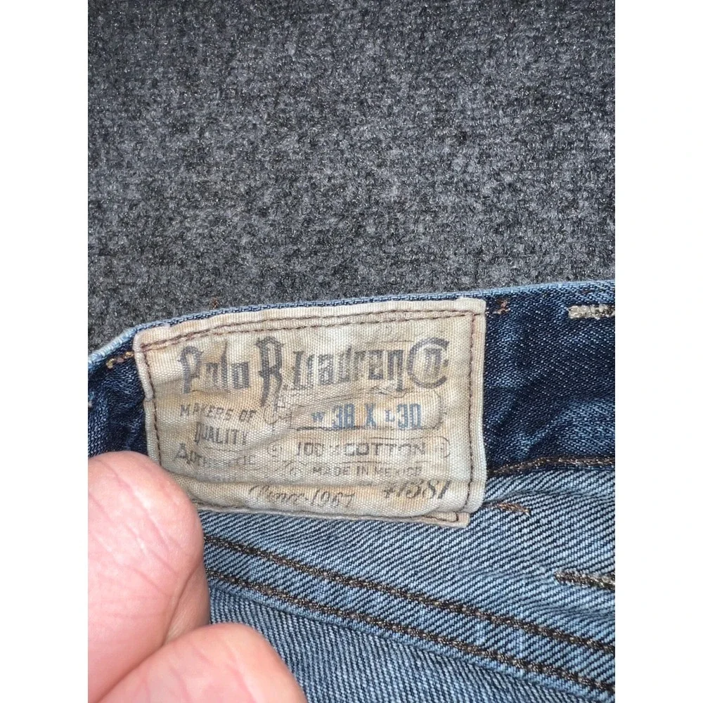 Polo Ralph Lauren Mens Jeans 38x30 Blue Denim Dark Wash Straight Leg 41381